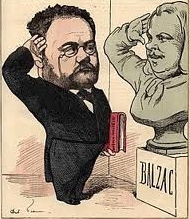 Zola au garde--vous devant le buste de Balzac